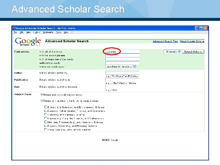 Advanced Scholar Search 