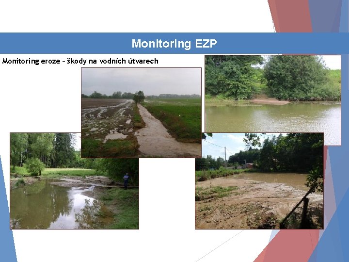 Činnost oddělení Monitoring EZP Monitoring eroze – škody na vodních útvarech 