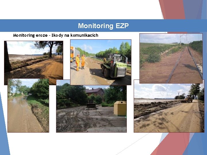Činnost oddělení Monitoring EZP Monitoring eroze – škody na komunikacích 