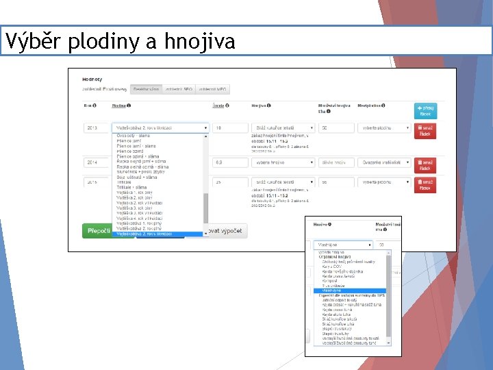 Výběr plodiny a hnojiva 