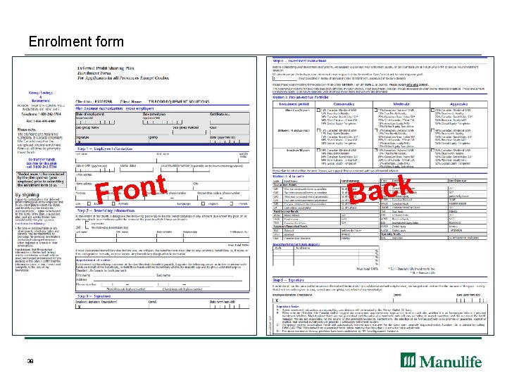 Enrolment form Front 38 Back 