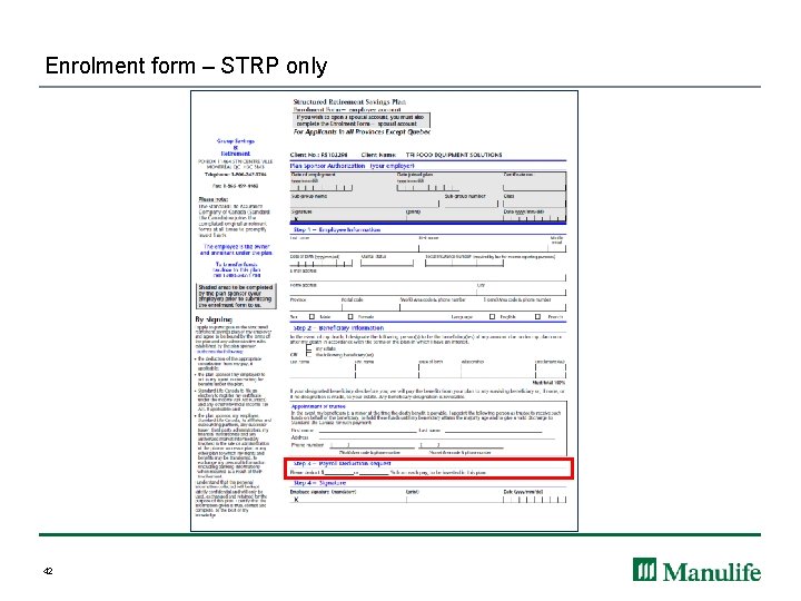 Enrolment form – STRP only 42 