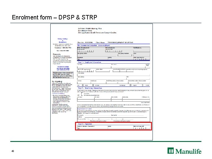 Enrolment form – DPSP & STRP 43 