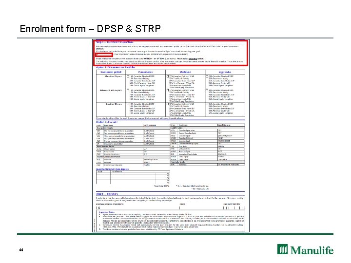 Enrolment form – DPSP & STRP 44 