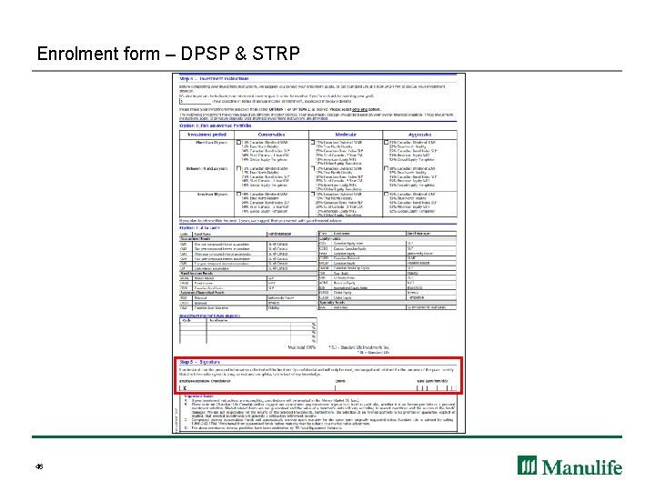 Enrolment form – DPSP & STRP 46 