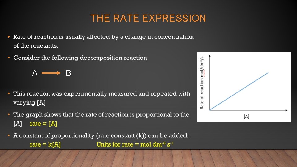 THE RATE EXPRESSION • A B 