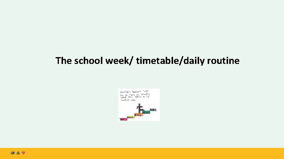 The school week/ timetable/daily routine 
