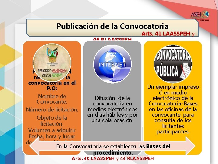Publicación de la Convocatoria 46 RLAASSPEH Publicación del resumen de la convocatoria en el