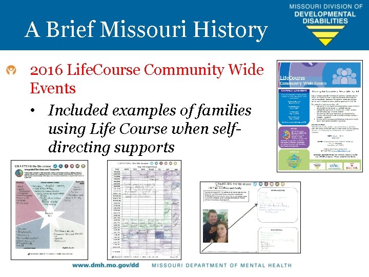 A Brief Missouri History • 2016 Life. Course Community Wide Events • Included examples