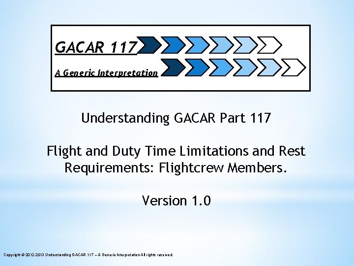 GACAR 117 A Generic Interpretation Understanding GACAR Part 117 Flight and Duty Time Limitations