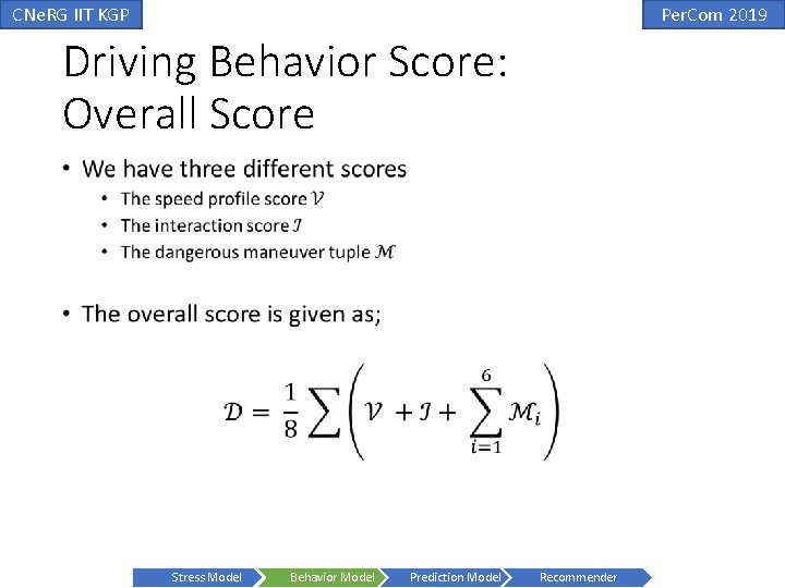 CNe. RG IIT KGP Per. Com 2019 Driving Behavior Score: Overall Score • Stress CNe. RG IIT KGP Per. Com 2019 Driving Behavior Score: Overall Score • Stress