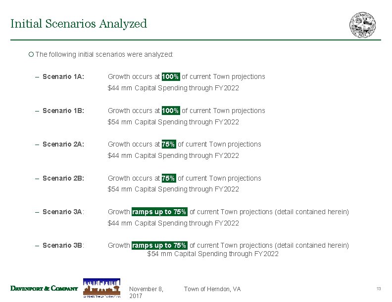 Initial Scenarios Analyzed ¡ The following initial scenarios were analyzed: – Scenario 1 A: Initial Scenarios Analyzed ¡ The following initial scenarios were analyzed: – Scenario 1 A: