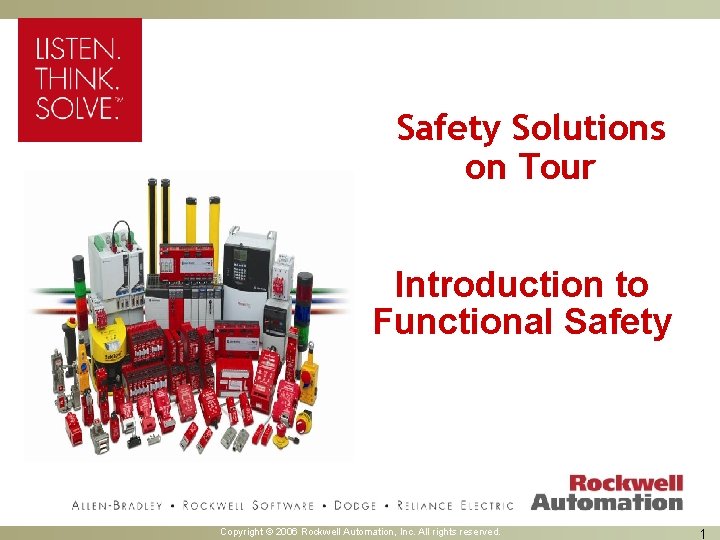 Safety Solutions on Tour Introduction to Functional Safety Copyright © 2006 Rockwell Automation, Inc.
