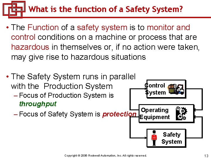 What is the function of a Safety System? • The Function of a safety