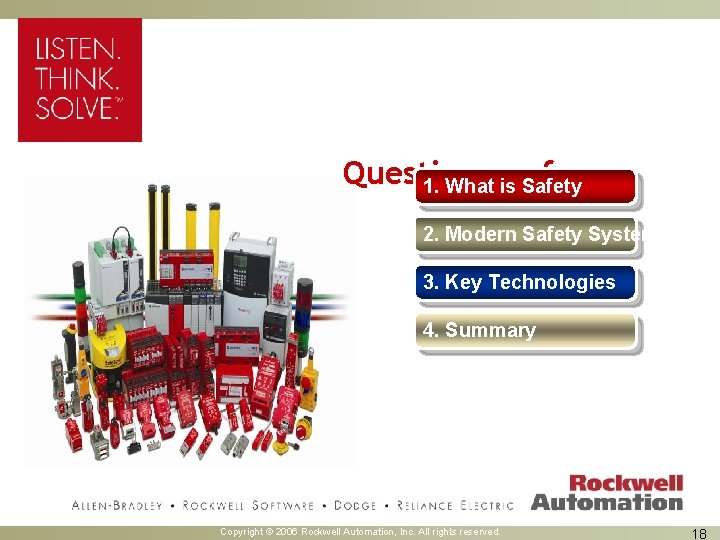 Questions far. . . 1. What so is Safety 2. Modern Safety Systems 3.