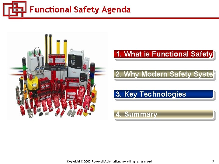 Functional Safety Agenda 1. What is Functional Safety 2. Why Modern Safety System 3.