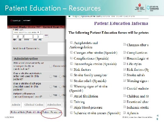 Patient Education – Resources 12/1/2020 © 2013, American Heart Association 4 9 