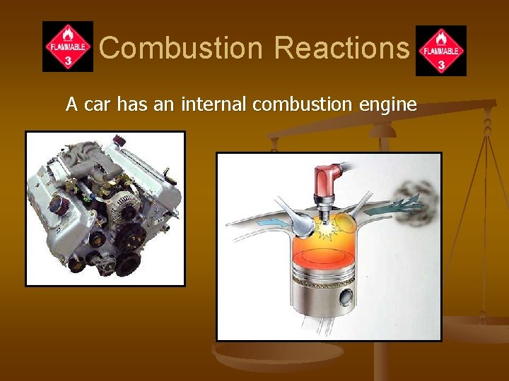 Combustion Reactions A car has an internal combustion engine 