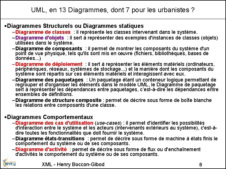 UML, en 13 Diagrammes, dont 7 pour les urbanistes ? • Diagrammes Structurels ou