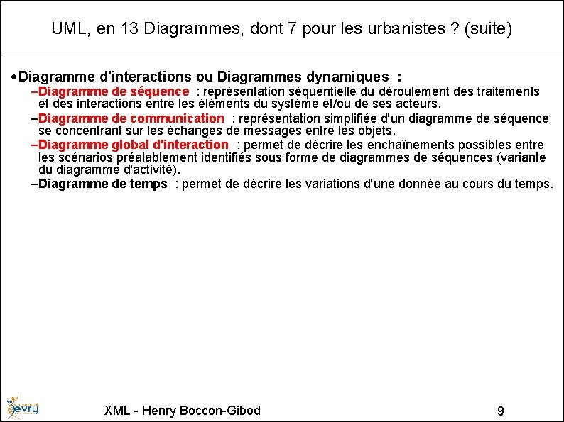 UML, en 13 Diagrammes, dont 7 pour les urbanistes ? (suite) • Diagramme d'interactions