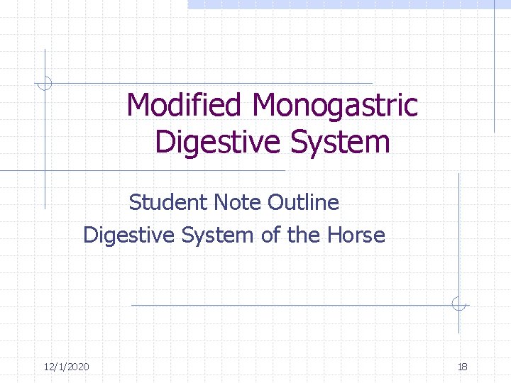 Modified Monogastric Digestive System Student Note Outline Digestive System of the Horse 12/1/2020 18