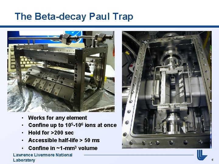 The Beta-decay Paul Trap • • • Works for any element Confine up to
