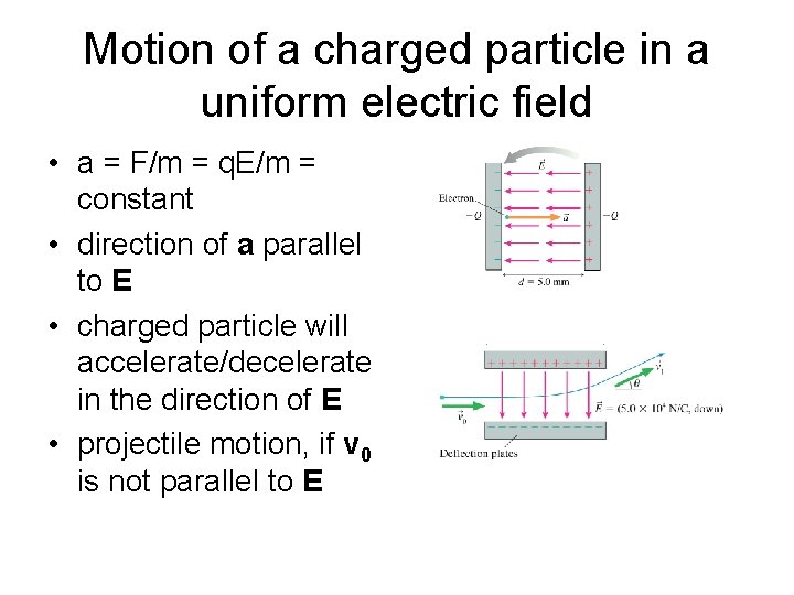 Motion of a charged particle in a uniform electric field • a = F/m