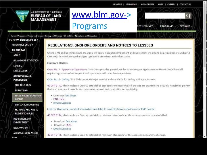 www. blm. gov-> Programs 