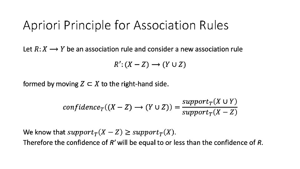 Apriori Principle for Association Rules • 