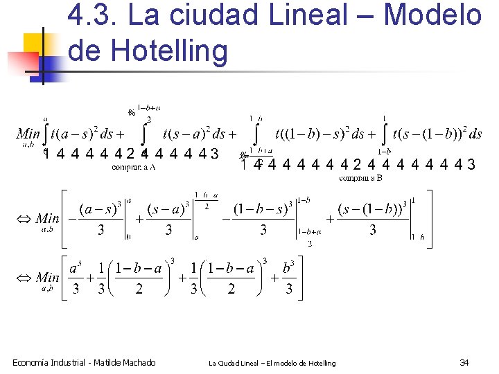 4. 3. La ciudad Lineal – Modelo de Hotelling Economía Industrial - Matilde Machado