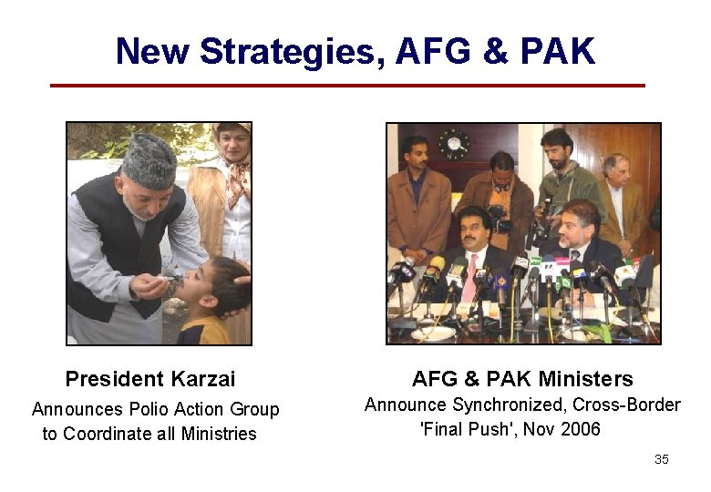 New Strategies, AFG & PAK President Karzai Announces Polio Action Group to Coordinate all