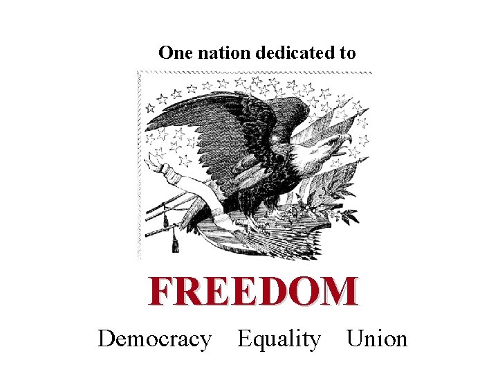 One nation dedicated to FREEDOM Democracy Equality Union 