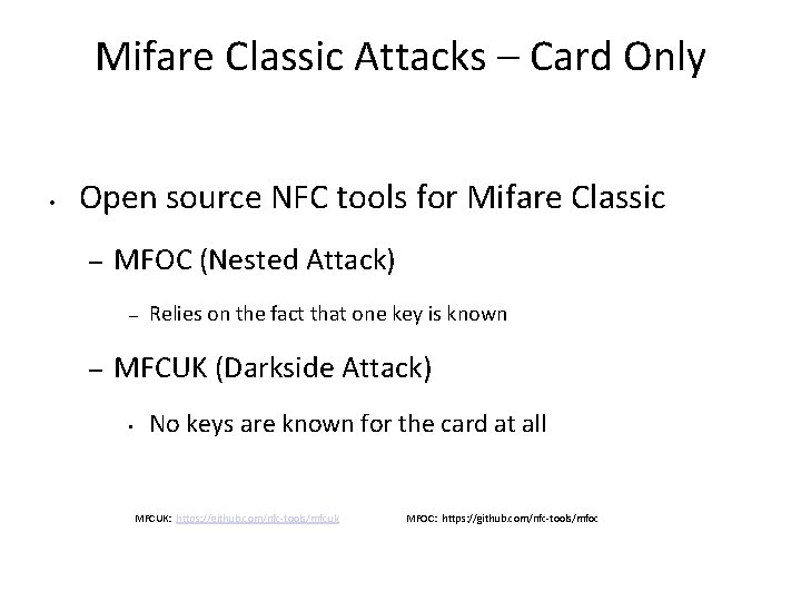 Mifare Classic Attacks – Card Only • Open source NFC tools for Mifare Classic