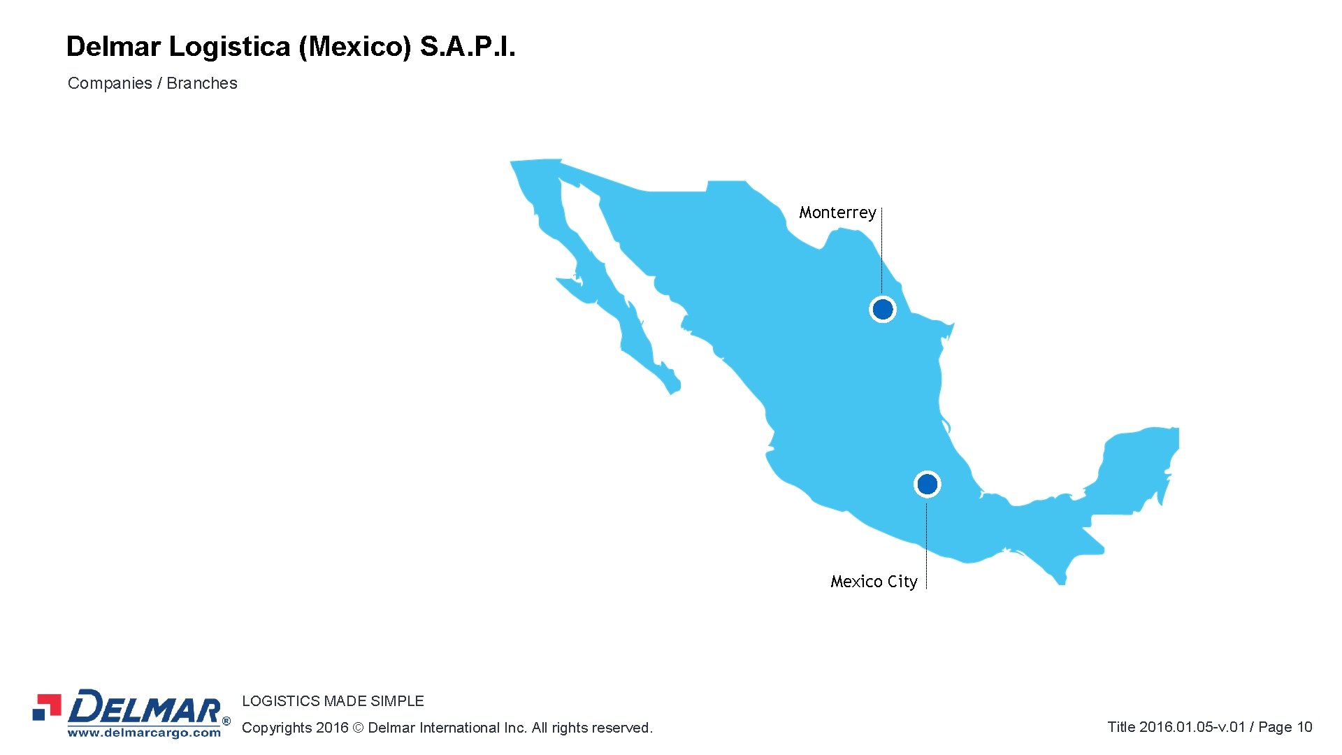 Delmar Logistica (Mexico) S. A. P. I. Companies / Branches Monterrey Mexico City LOGISTICS