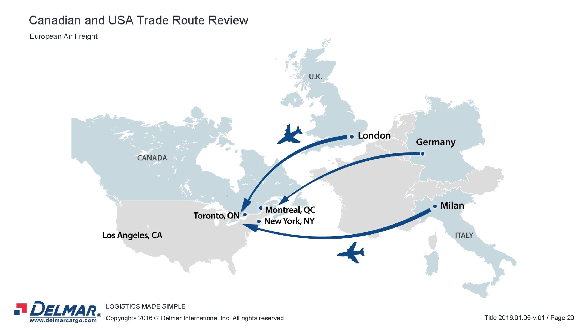 Canadian and USA Trade Route Review European Air Freight LOGISTICS MADE SIMPLE Copyrights 2016