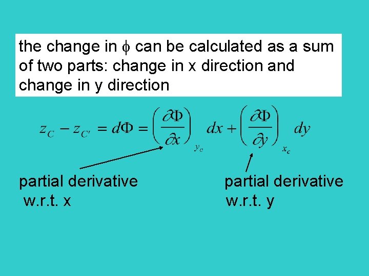 the change in can be calculated as a sum of two parts: change in