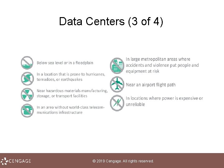 Data Centers (3 of 4) © 2019 Cengage. All rights reserved. 