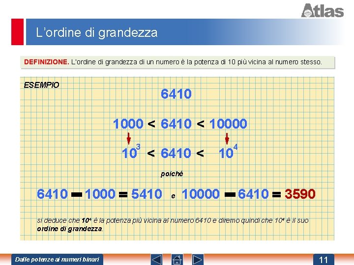 L’ordine di grandezza DEFINIZIONE. L’ordine di grandezza di un numero è la potenza di L’ordine di grandezza DEFINIZIONE. L’ordine di grandezza di un numero è la potenza di