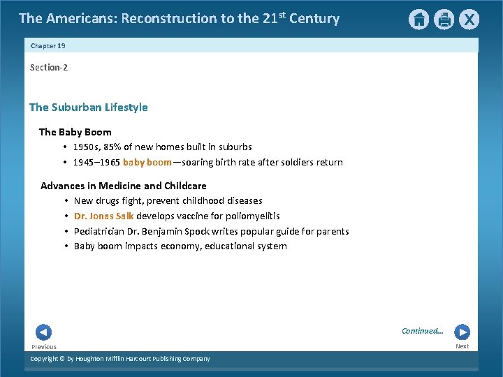 The Americans: Reconstruction to the 21 st Century Chapter 19 Section-2 The Suburban Lifestyle