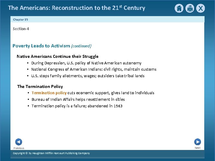 The Americans: Reconstruction to the 21 st Century Chapter 19 Section-4 Poverty Leads to