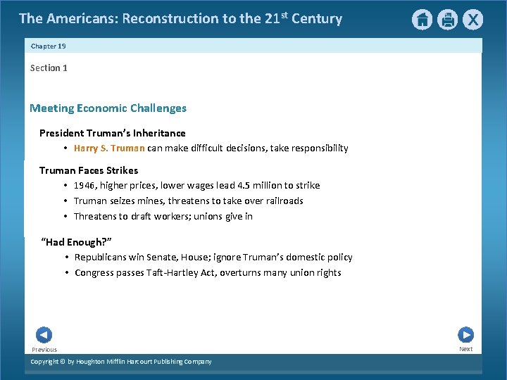 The Americans: Reconstruction to the 21 st Century Chapter 19 Section 1 Meeting Economic