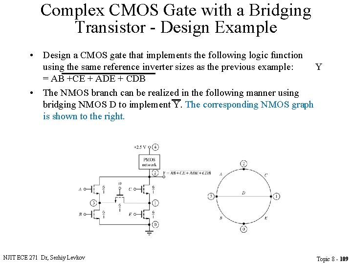 Complex CMOS Gate with a Bridging Transistor - Design Example • Design a CMOS