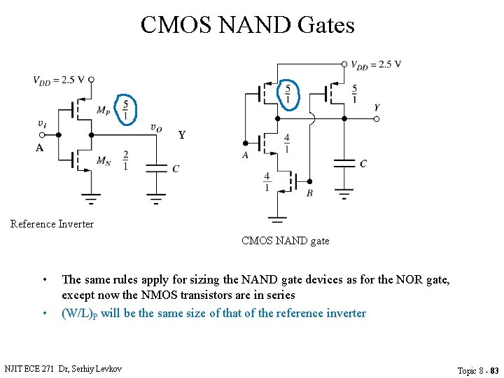 CMOS NAND Gates Y A Reference Inverter CMOS NAND gate • • The same