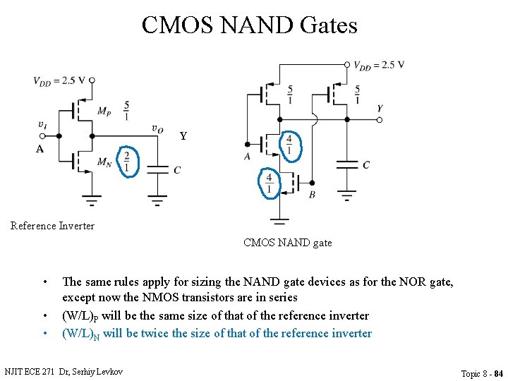 CMOS NAND Gates Y A Reference Inverter CMOS NAND gate • • • The