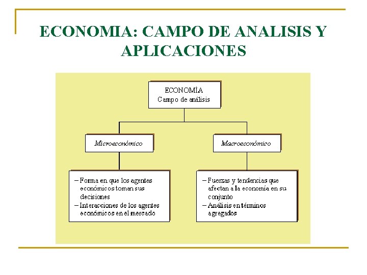 ECONOMIA: CAMPO DE ANALISIS Y APLICACIONES ECONOMIA: CAMPO DE ANALISIS Y APLICACIONES
