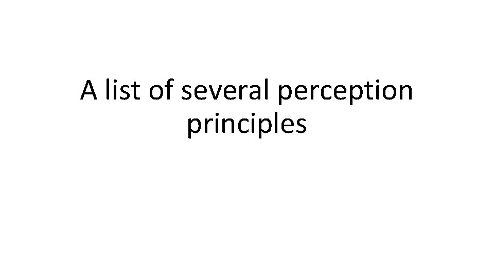 A list of several perception principles 