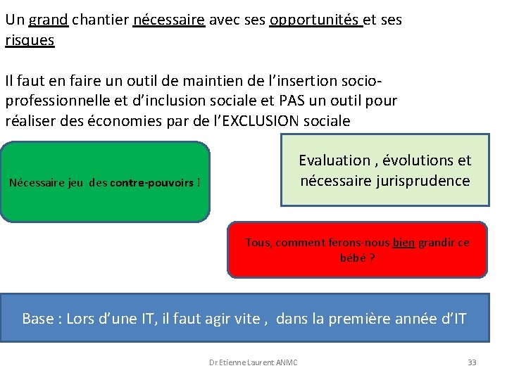 Un grand chantier nécessaire avec ses opportunités et ses risques Il faut en faire