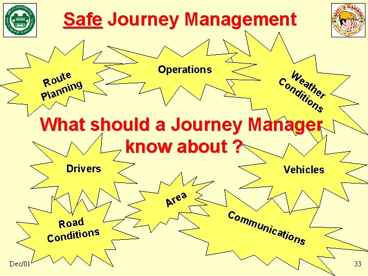 Safe Journey Management te u o R ing n n Pla Operations W Co Safe Journey Management te u o R ing n n Pla Operations W Co