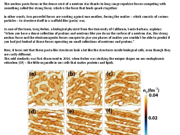 This nuclear pasta forms in the dense crust of a neutron star thanks to