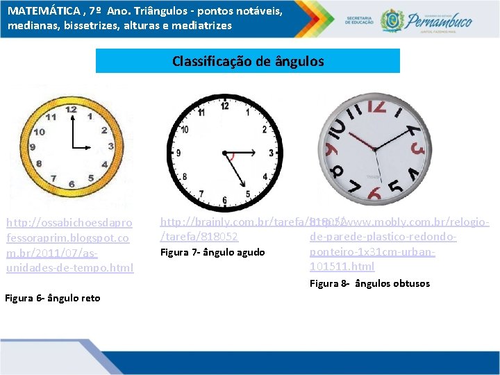 MATEMÁTICA , 7º Ano. Triângulos - pontos notáveis, medianas, bissetrizes, alturas e mediatrizes Classificação